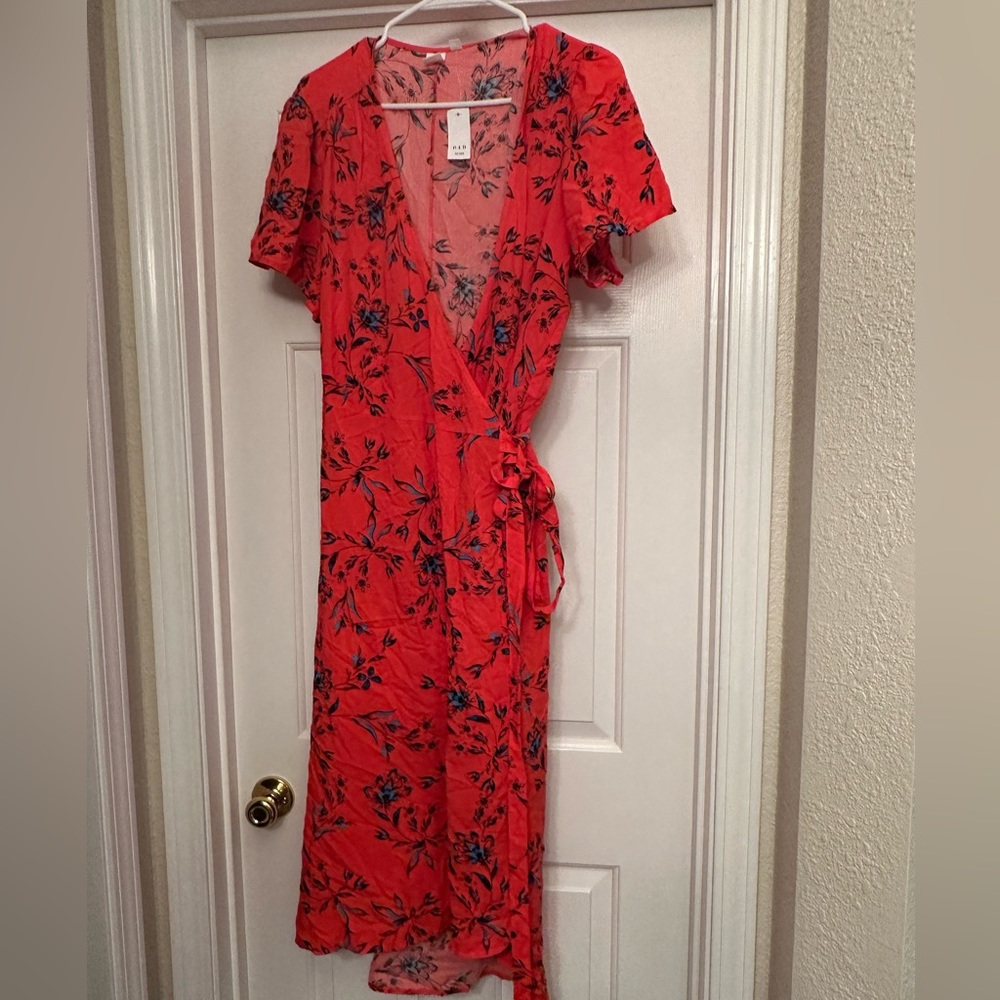 GAP floral print wrap tie dress